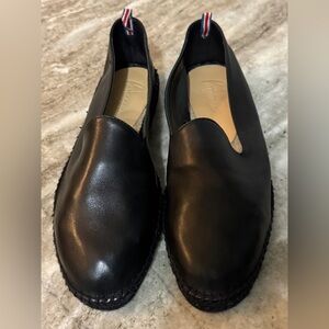 CASTANER BLACK LEATHER ESPADRILLES LOAFERS SLIPPERS 42 / 9 STUBBS SOLUDOS